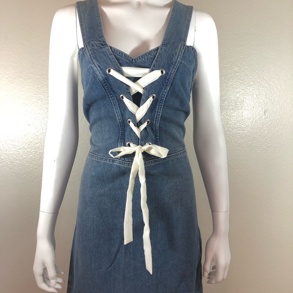Paige women’s overall denim dress size L lace up